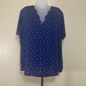 Nine Britton Women's Blue Polka Dot Blouse Size Extra Large